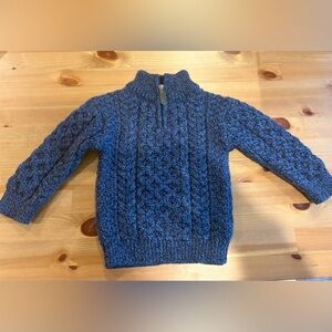 Half-zip Aran sweater 100% merino wool toddler 1-2y